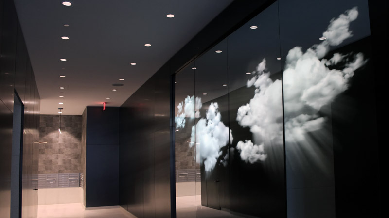 An image of LUCID, an installation by Adam Frank located at 300 Ashland Place in Brooklyn, New York.